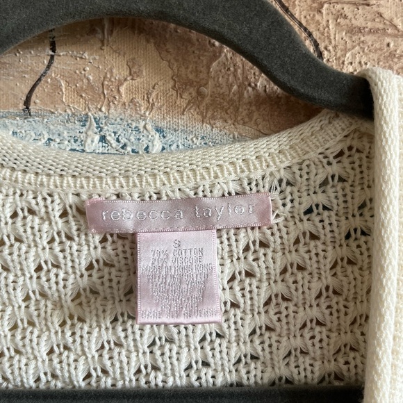 Rebecca Taylor Crochet Knit Tie Front Cardigan - Picture 2 of 11